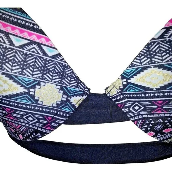 Arizona Women's Padded Push Up Halter Bikini Bra Top Size L Strip - Picture 4 of 11